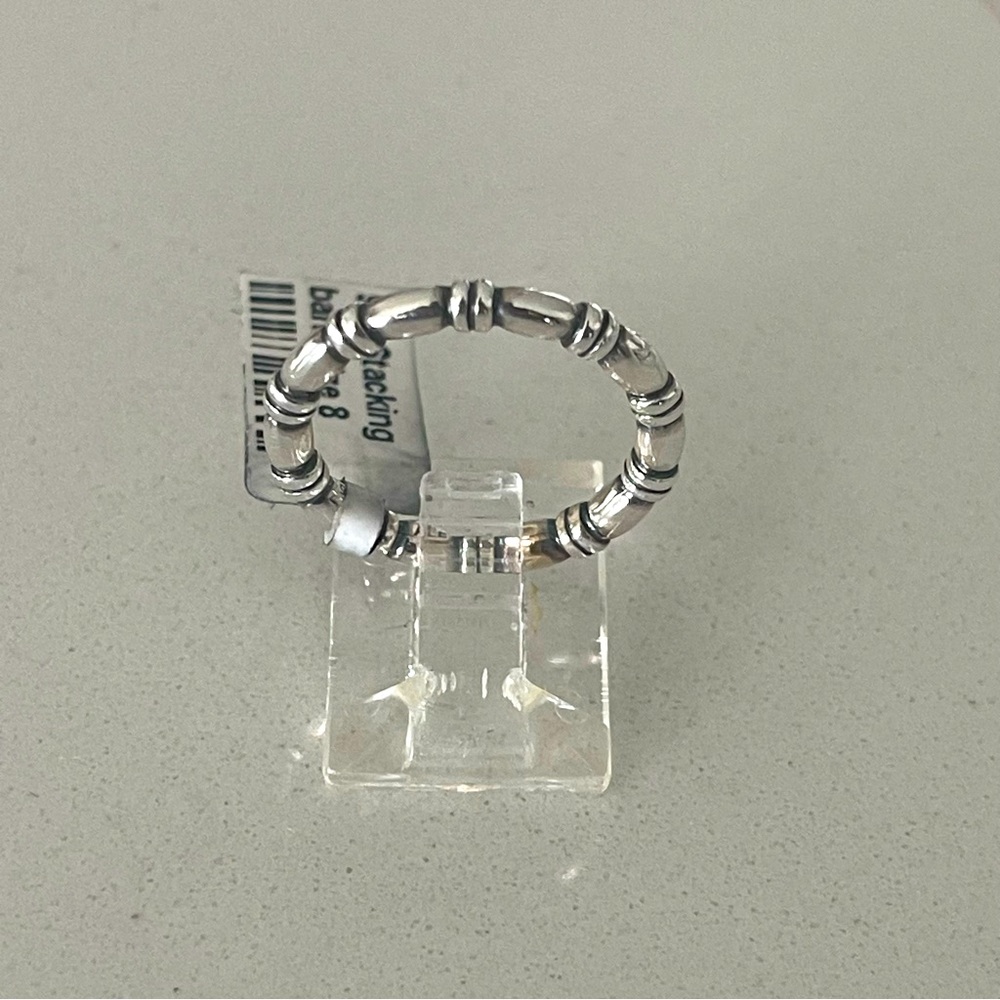 Sterling Silver 925 bamboo design stacking band ring size 8
